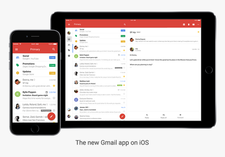 Gmail On Ios New App - Gmail App On Ipad, HD Png Download, Free Download