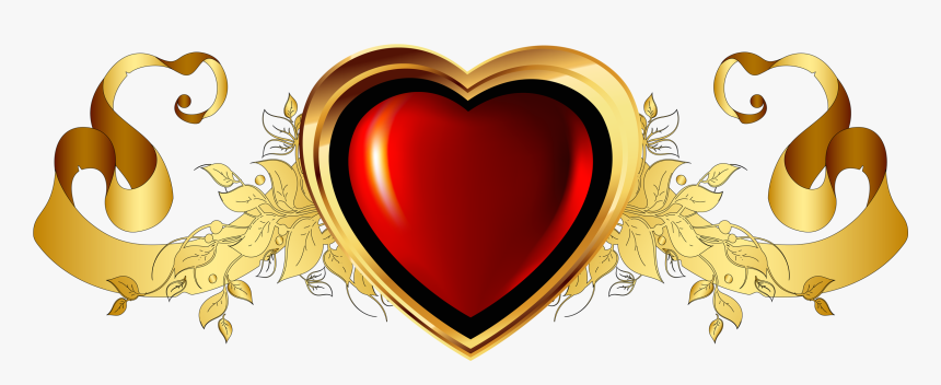 Large Red Heart With Gold Banner Element Clipart - Clip Art Png Files, Transparent Png, Free Download