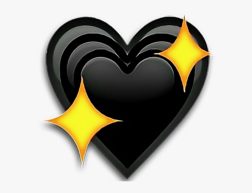 Emojis Png Corazones - Black Sparkling Heart Emoji, Transparent Png, Free Download