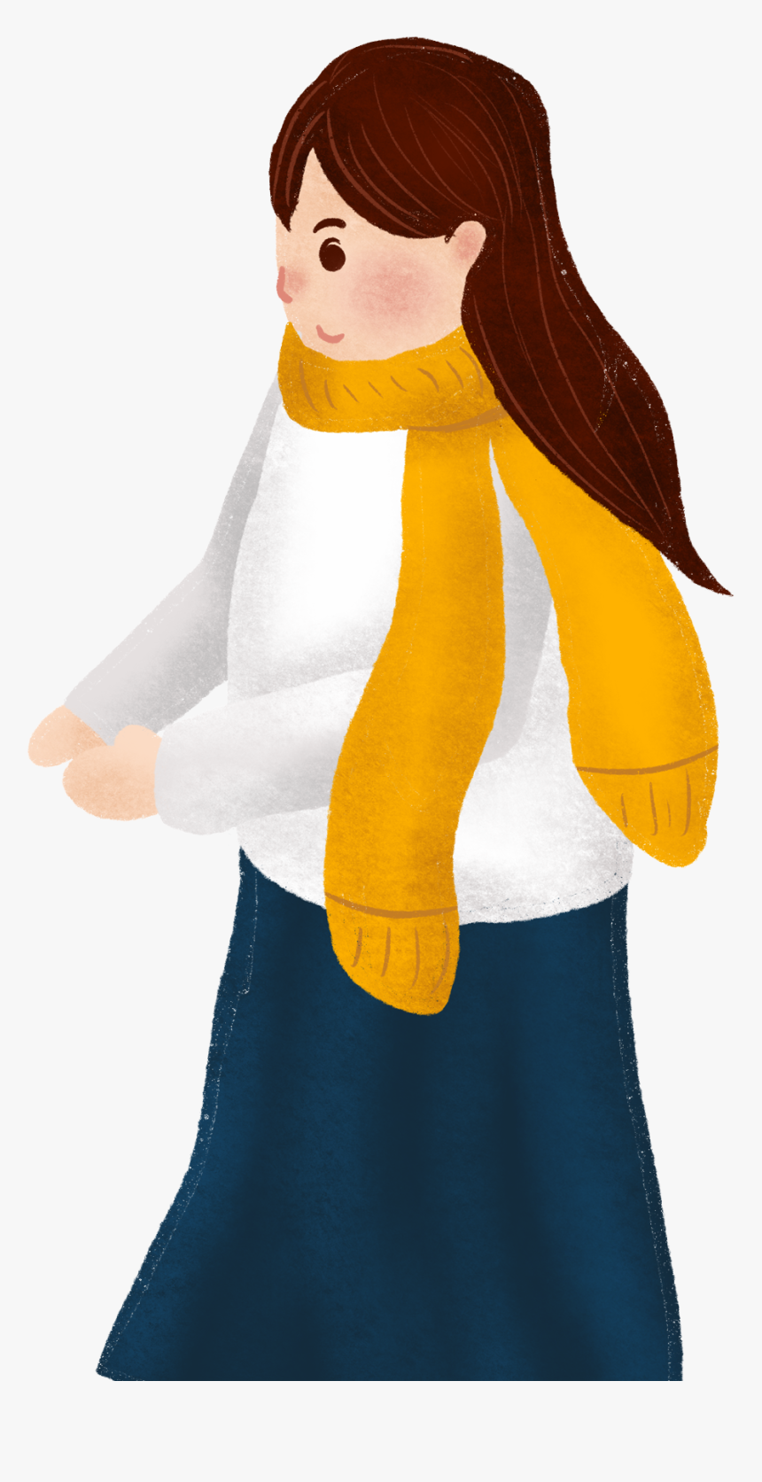 Painted Girl Fashion Scarf Png And Psd - Girl, Transparent Png, Free Download