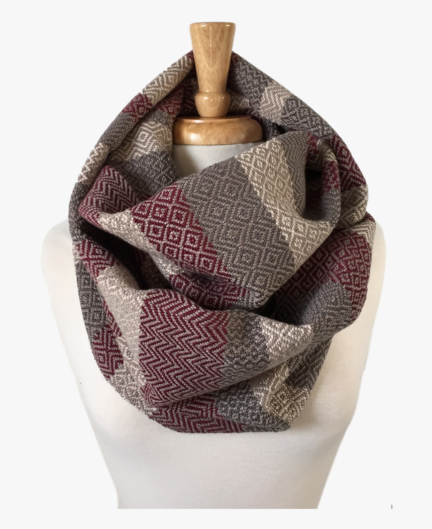 Oxblood, Cream And Charcoal Grey Woven Infinity Scarf - Scarf, HD Png Download, Free Download