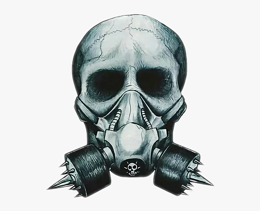 Radiation Drawing Gas Mask - Skeleton With Gas Mask, HD Png Download, Free Download