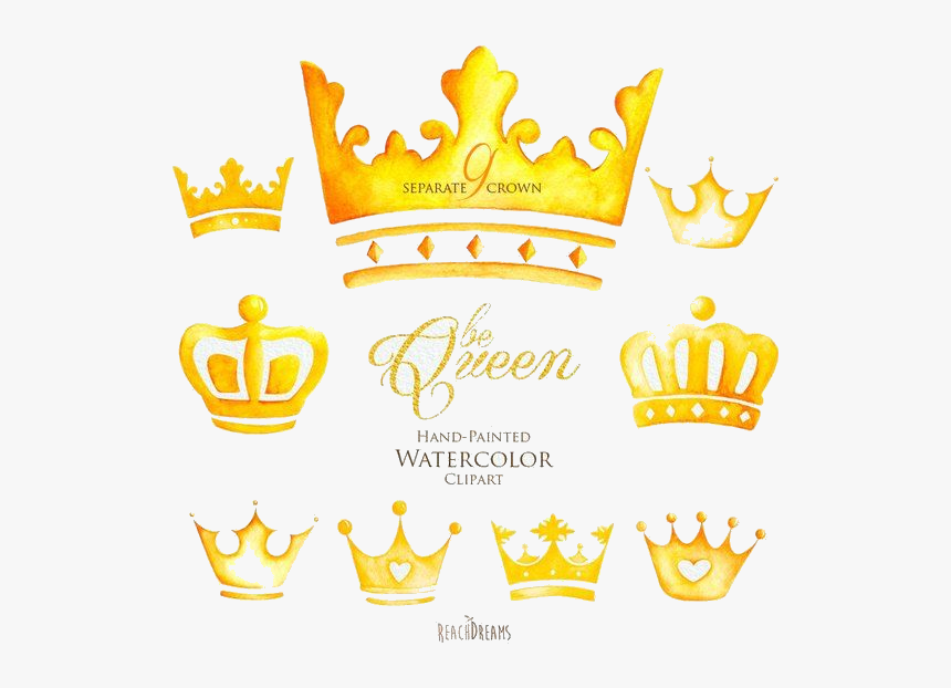 Queen Crown Watercolor Clipart Elements King Princess - Watercolor Painting, HD Png Download, Free Download