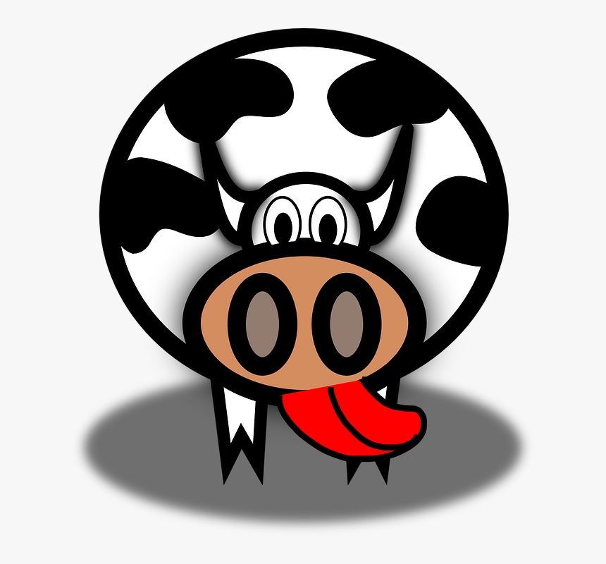 Cow, Tongue, Lick, Cattle, Cartoon, Animal - Cartoon With Big Nostrils, HD Png Download, Free Download