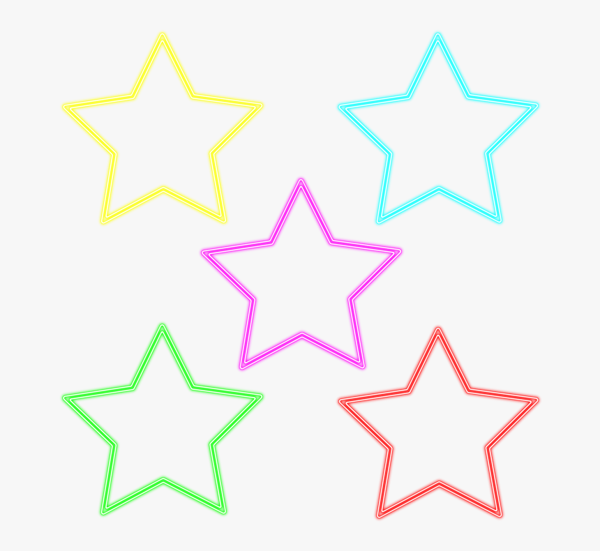 Estrellas, Neon, Colores - Heart And Star Drawing, HD Png Download, Free Download