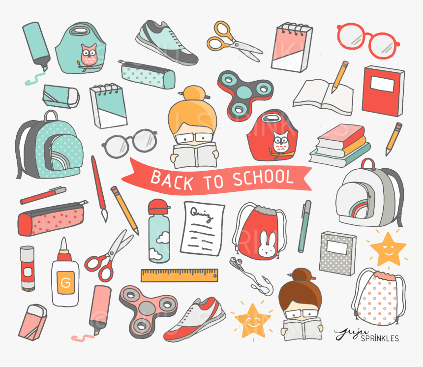 School Back To Clipart And Sticker Set Juju Sprinkles - Clipart Classroom School Things, HD Png Download, Free Download