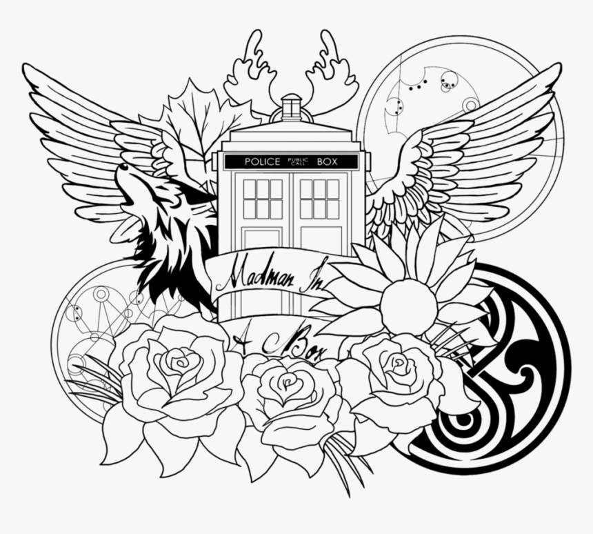 Tardis Coloring Page - Doctor Who Coloring Pages For Adults, HD Png Download, Free Download