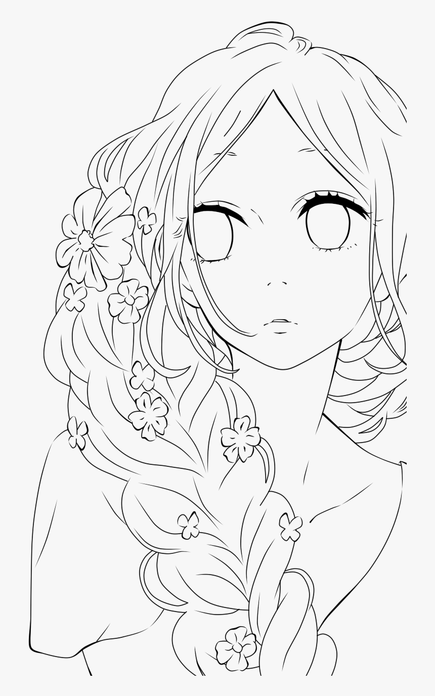 Sad Woman Face Png Coloring - Anime Transparent Line Art, Png Download, Free Download