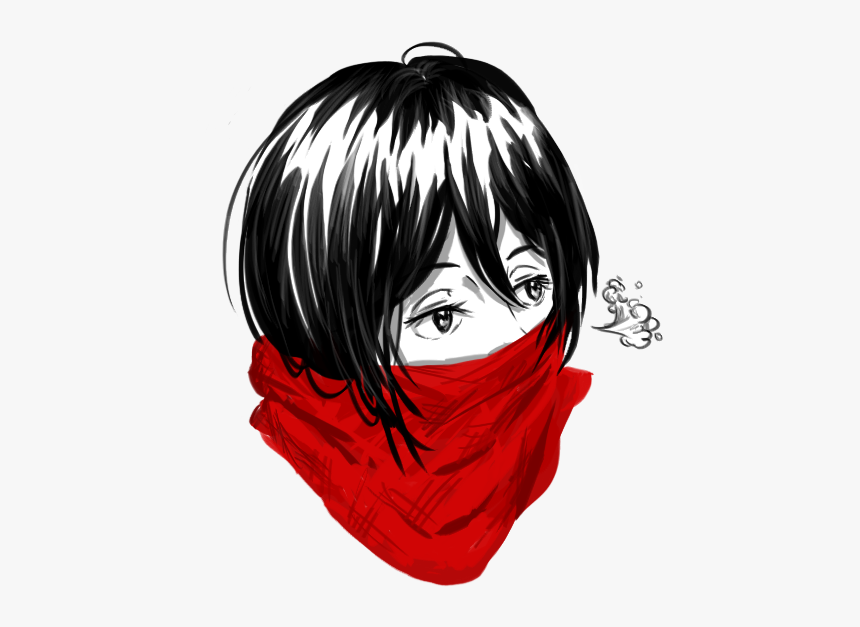 Drawn Scarf Anime Face - Illustration, HD Png Download, Free Download