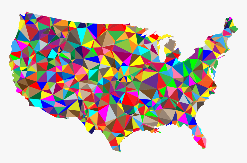 Flat Color Low Poly America Usa Map - Map Of Usa In Color, HD Png Download, Free Download