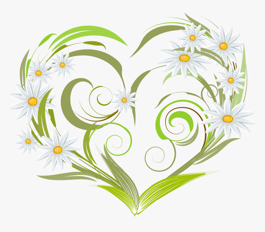 Pin By On Pinterest Green Heart Background - Daisy Heart Clipart, HD Png Download, Free Download