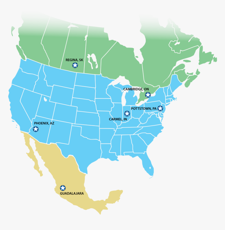 Canada Mexico Usa Distribution Map - Map Of North America Grey, HD Png Download, Free Download