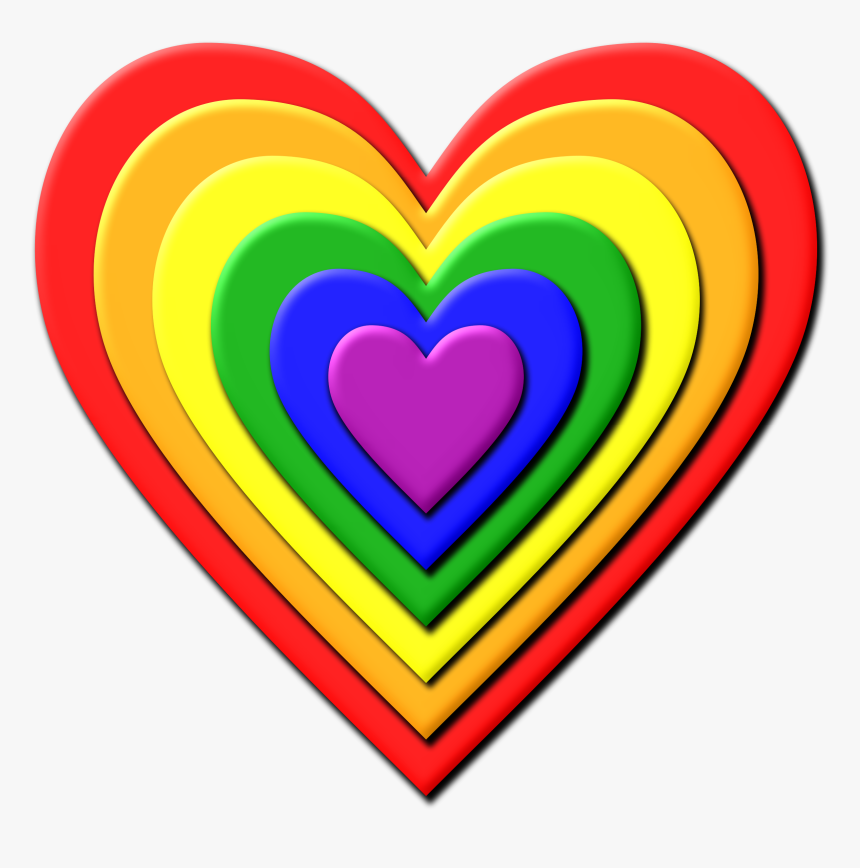 Multi Layered Rainbow Heart Vector Image Free - Rainbow Heart Clipart, HD Png Download, Free Download