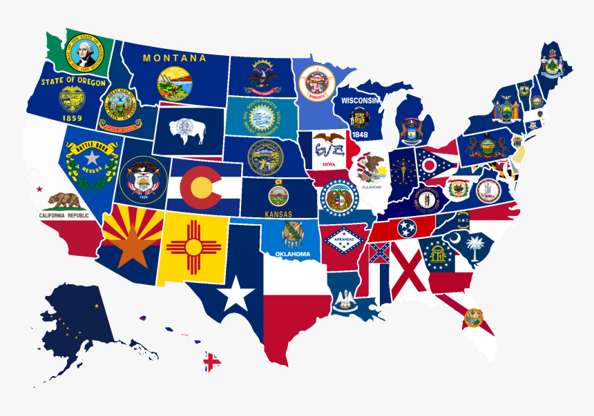 869kib, 2000x1333, Us Map With State Flags Project - State Has The Most Professional Sports Teams, HD Png Download, Free Download