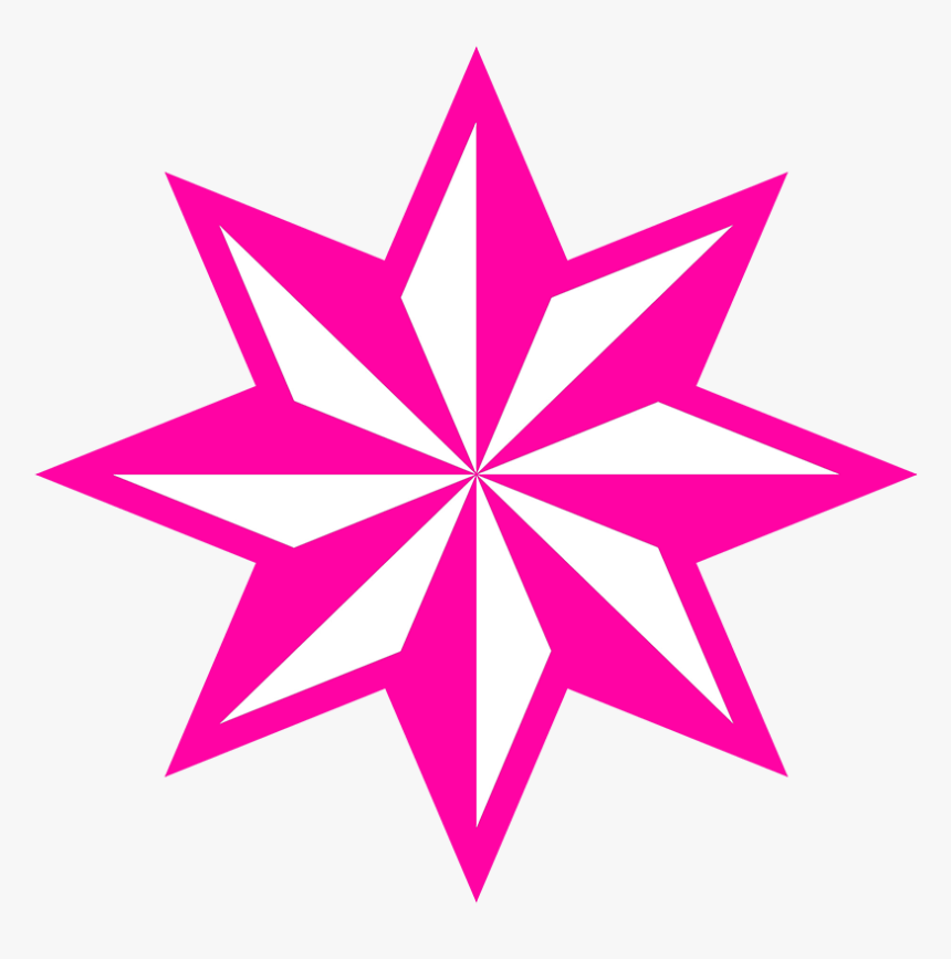 Pink Star Clipart Faceted Star - 8 Pointed Star Vector, HD Png Download, Free Download