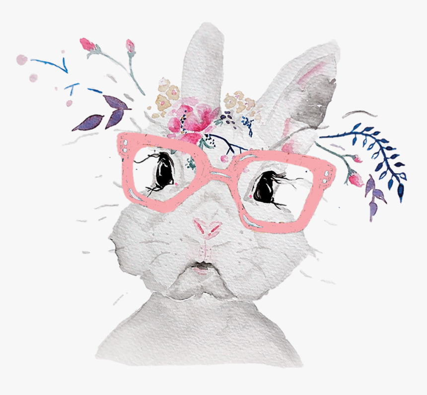 Bunny - Glasses - Pink - Illustration, HD Png Download, Free Download