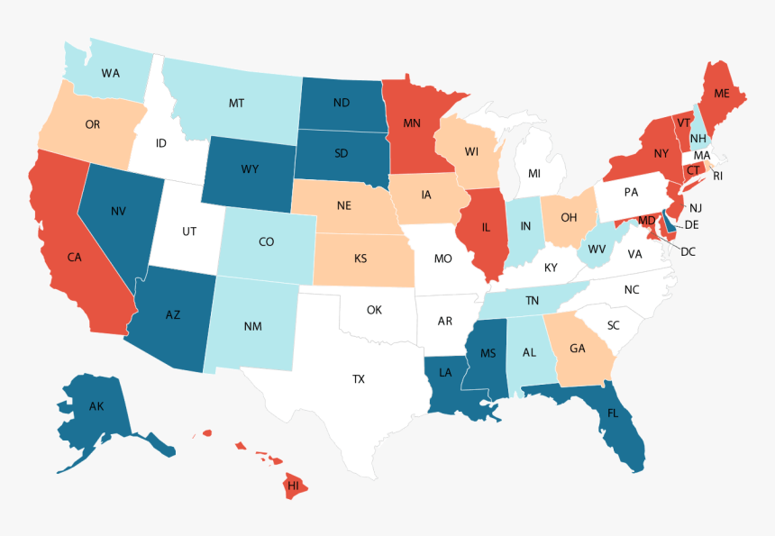 Us Map, The Kiplinger Tax Map Guide To State Income - States With Red Flag Laws, HD Png Download, Free Download