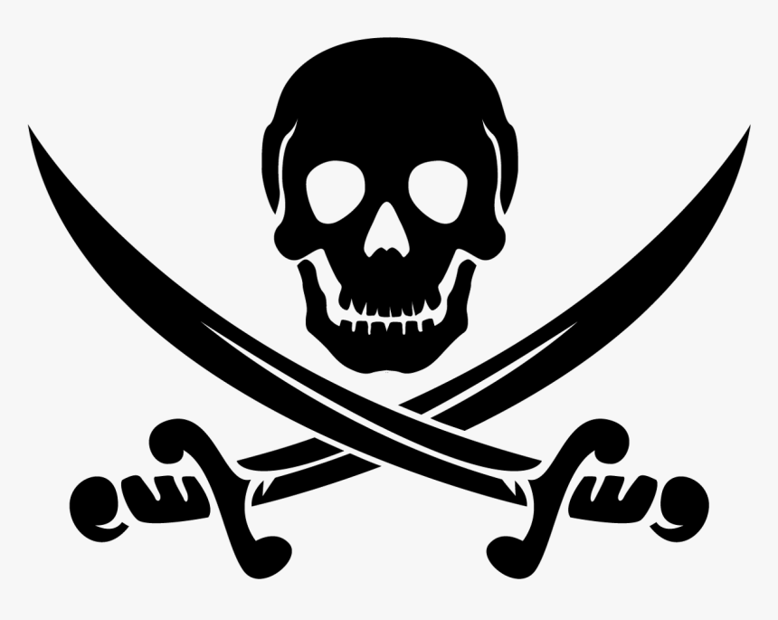 Piracy Jolly Roger Clip Art - Pirate Skull Transparent Background, HD Png Download, Free Download