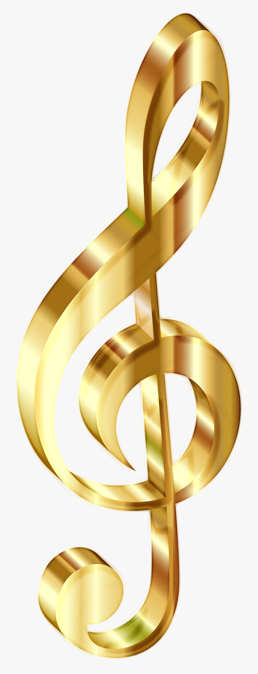 Gold 3d Clef Enhanced No Background Clip Arts - Golden Music Notes Png, Transparent Png, Free Download