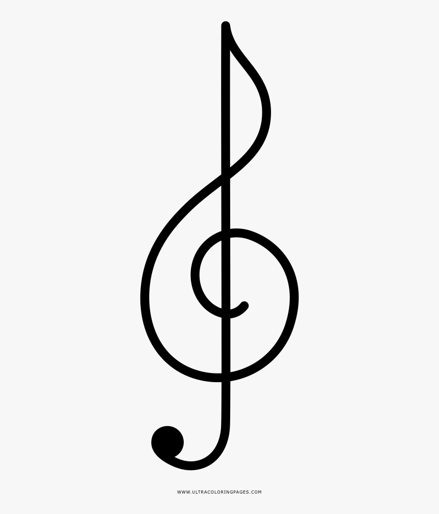 Treble Clef Coloring Page - Line Art, HD Png Download, Free Download