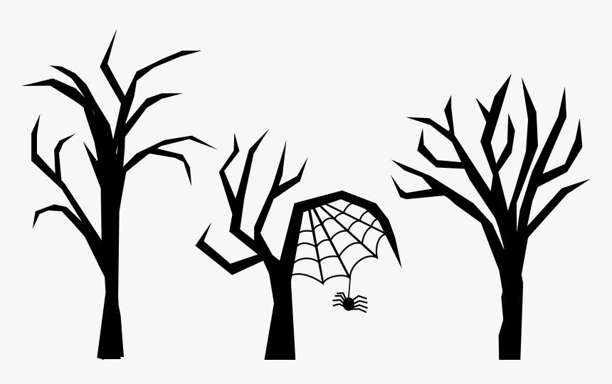 Png Of A Scary Tree - Spider On Tree Drawing, Transparent Png, Free Download