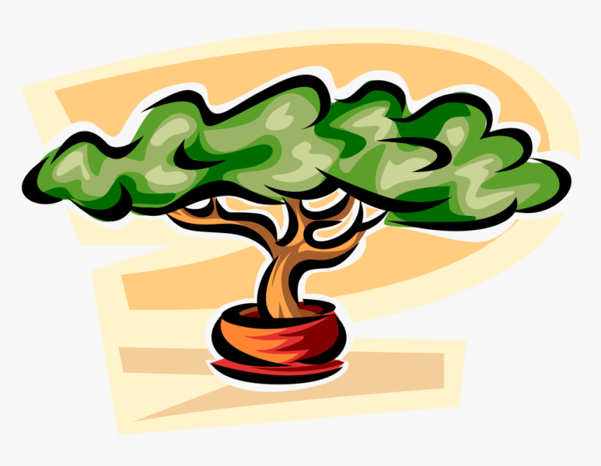 Vector Illustration Of Exotic Miniature Bonsai Tree - Illustration, HD Png Download, Free Download