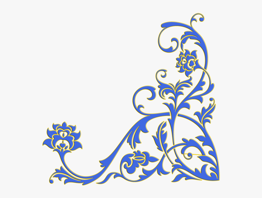 #filigree #decoration #border #edge #frame #blue #yellow - Vintage Blue Border Png, Transparent Png, Free Download