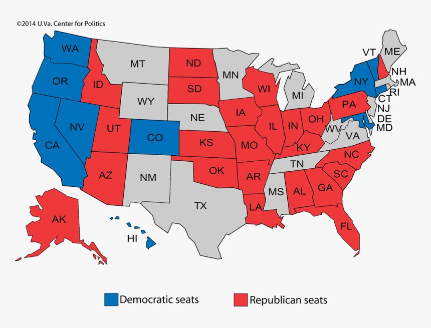 Us Map Republican Vs Democrat 2016, HD Png Download, Free Download