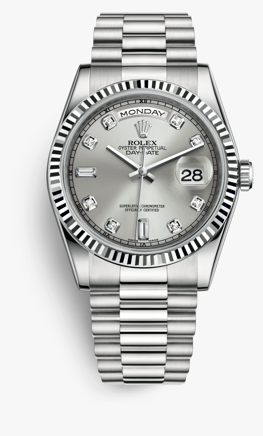 Rolex Day Date Watch White Gold Png Rolex Plain Jane - Rolex Day Date White Gold Blue Dial, Transparent Png, Free Download