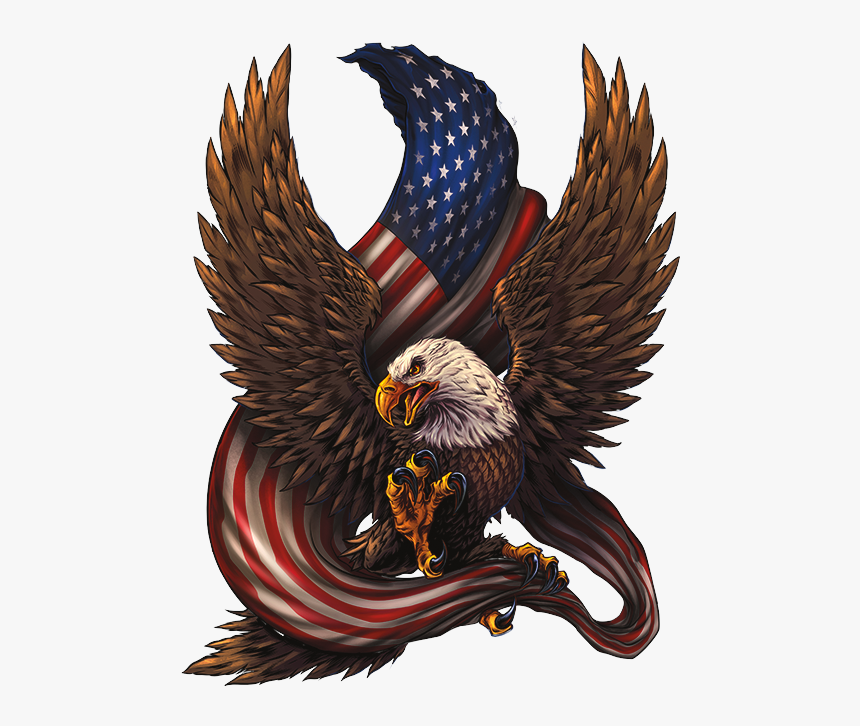 American Patriotic Bald Eagle - Eagle Holding American Flag, HD Png Download, Free Download