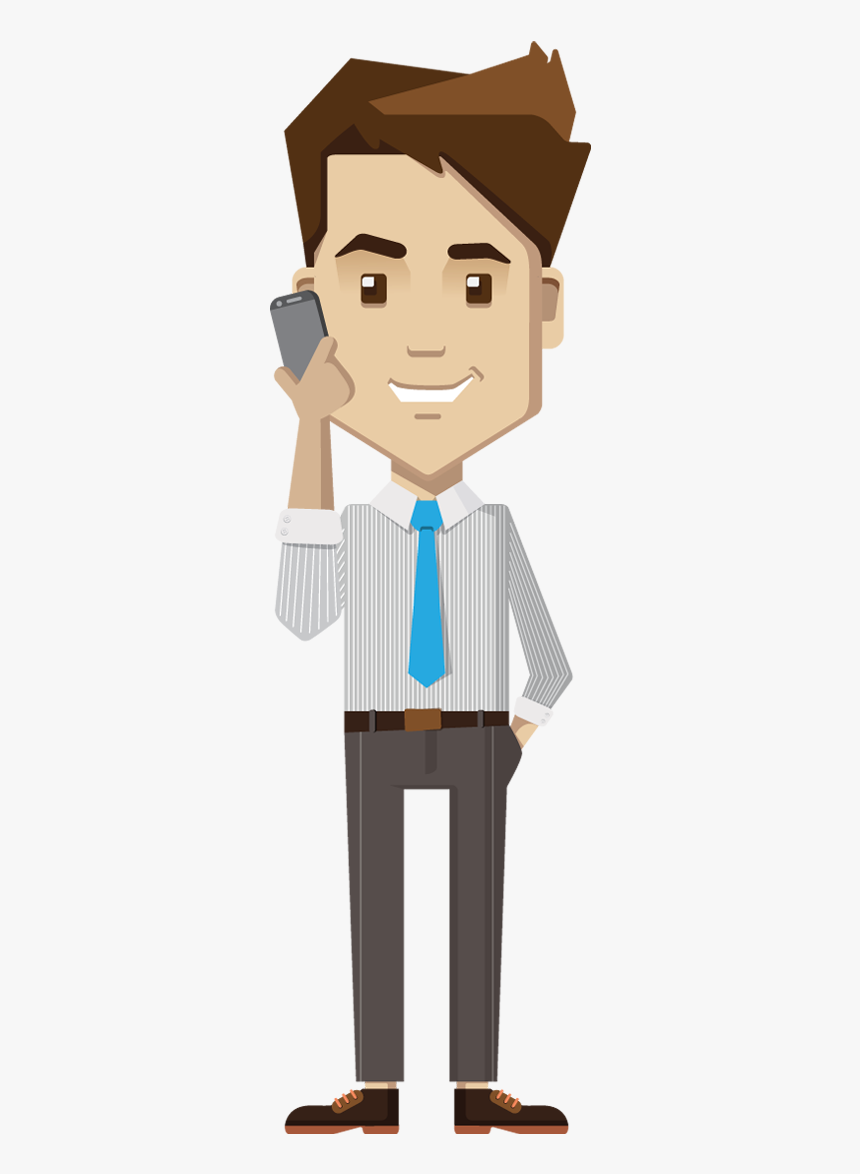 People Clipart Phone - Thinking Man Png Cartoon, Transparent Png, Free Download
