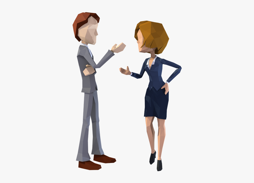 Lowpoly Style 3d Characters Talking About Business - Cartoon Character Talking Png, Transparent Png, Free Download