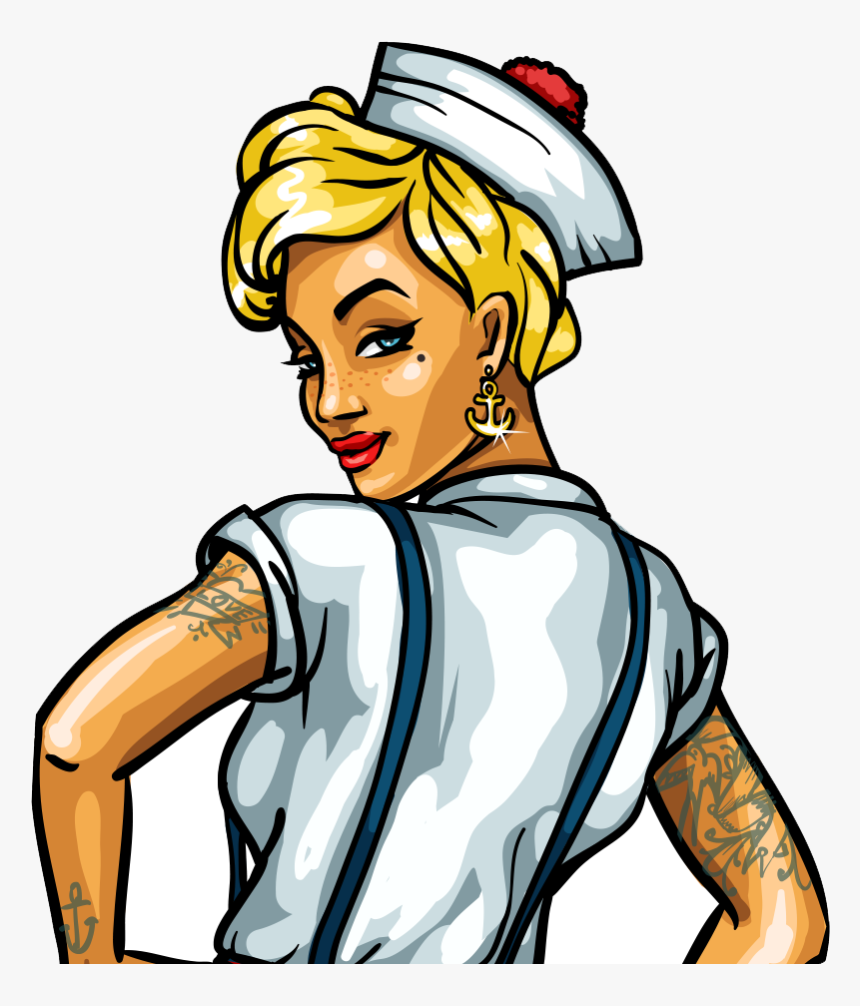 Tattoo Girl Png - Sailor Pin Up Vector, Transparent Png, Free Download