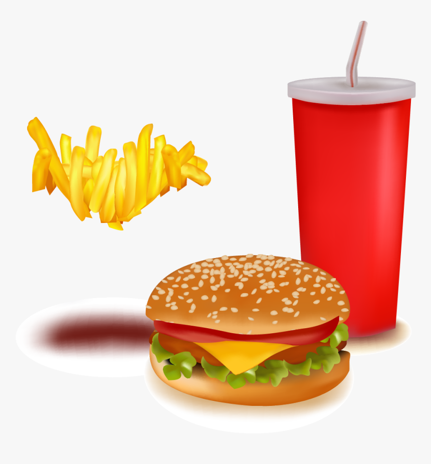 Hamburger Fast Food Soft Drink French Fries - Fast Food Vector Free, HD Png Download, Free Download