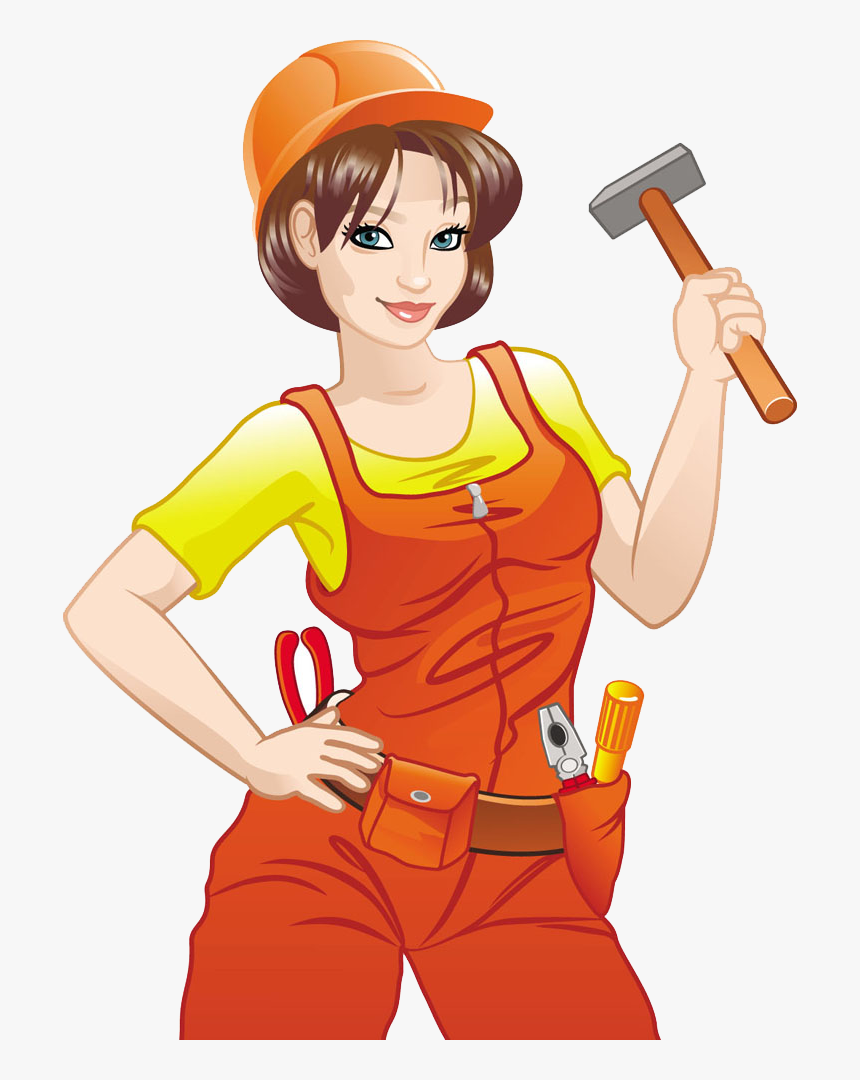 Transparent Architecture Clipart - Girl Construction Worker Cartoon, HD Png Download, Free Download