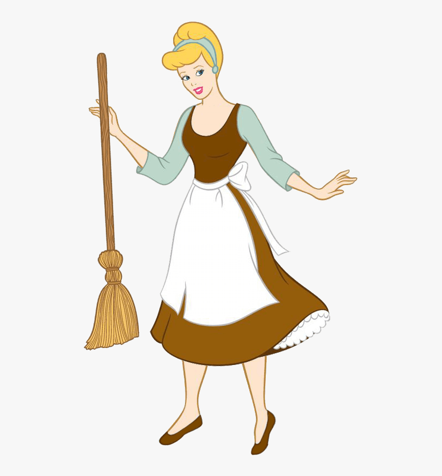 Cinderella - Cinderella With Broom, HD Png Download, Free Download