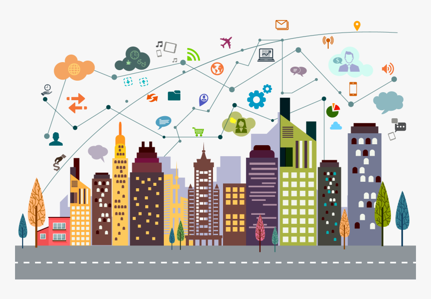 Building City Illustration Vector Internet Cityscape - Digital Design And Communication, HD Png Download, Free Download