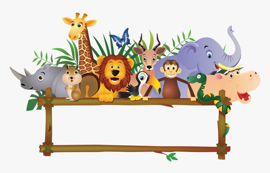 Baby Jungle Animals Royalty-free Clip Art - Jungle Animal Border Clipart, HD Png Download, Free Download