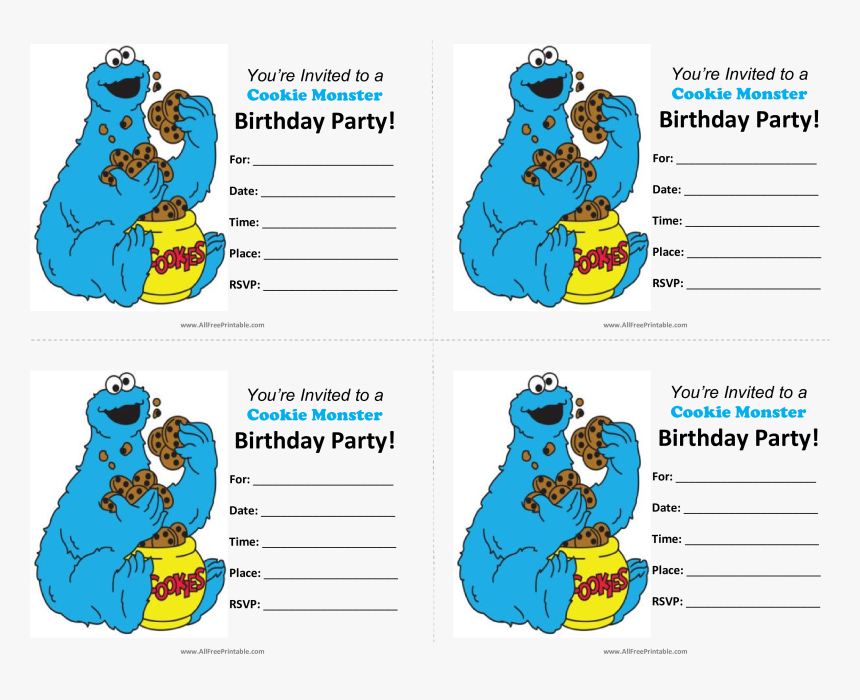 Cookie Monster 1st Birthday Invitations Rh Studentfreelancers - Blank Cookie Monster Invitations, HD Png Download, Free Download