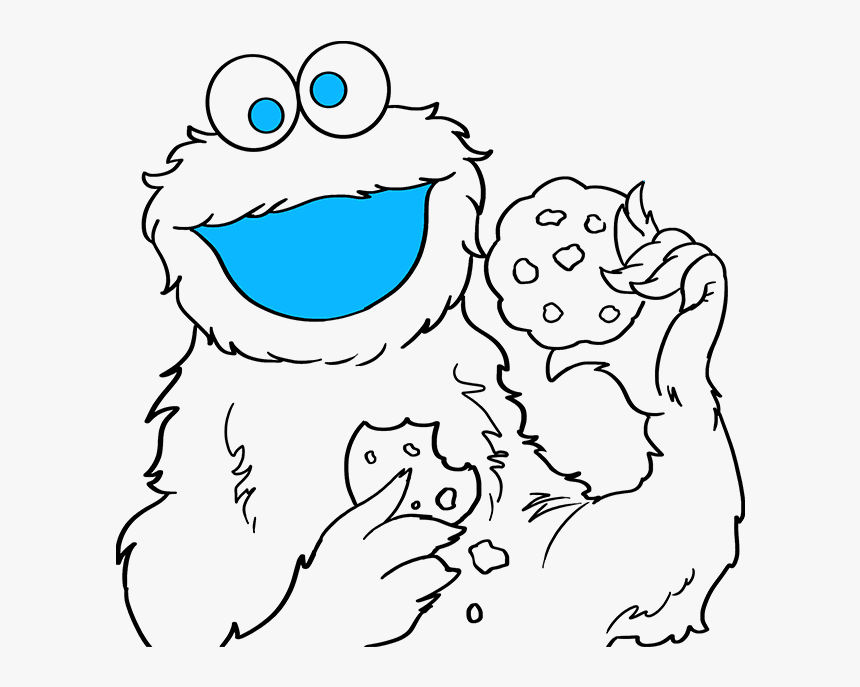 How To Draw Cookie Monster From Sesame Street - Draw The Cookie Monster, HD Png Download, Free Download