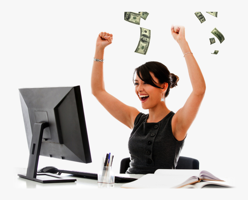 Free Raining Money Png - Happy Lady At Work, Transparent Png, Free Download