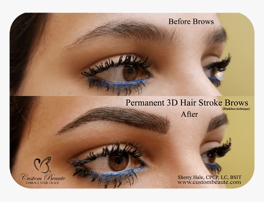 Before And After Comparison - Hair Stroke Eyebrows Vs Microblading, HD Png Download, Free Download