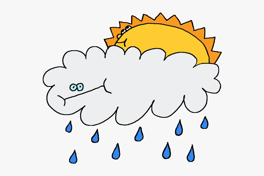 Partly Cloudy Raining Sticker Cartoon Transparent Png - Cloud And Sun Gif, Png Download, Free Download