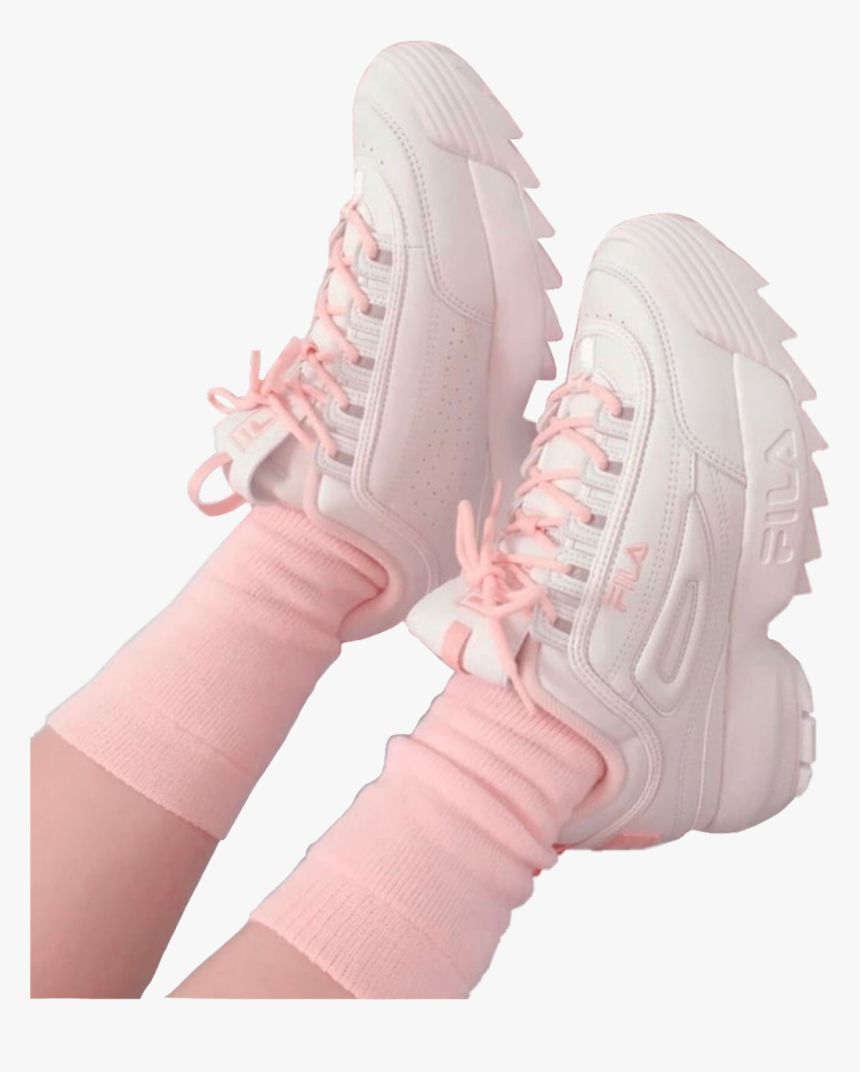 #fila #pink #babypink #white #shoes #socks #shoe #sneakers - Sneakers, HD Png Download, Free Download