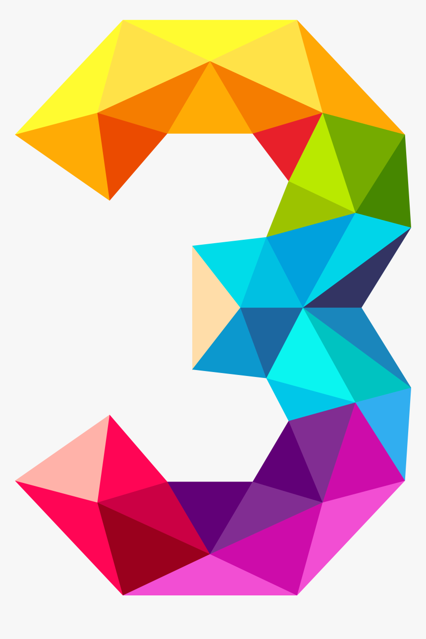 Colourful Triangles Number Three Png Clipart Imageu200b - Colourful Triangles Number Three, Transparent Png, Free Download