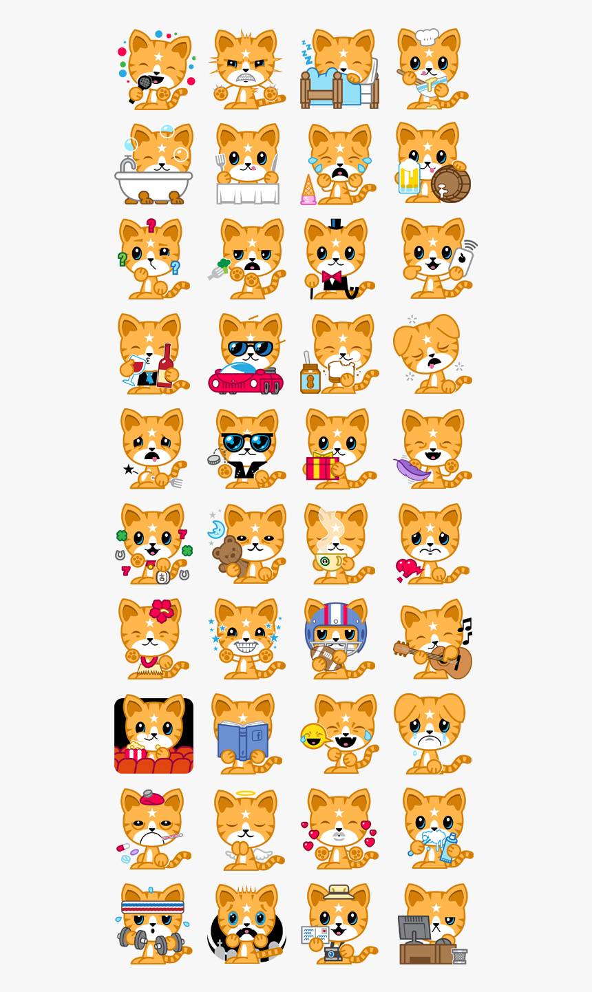 Cat Facebook Stickers Yellow, HD Png Download, Free Download