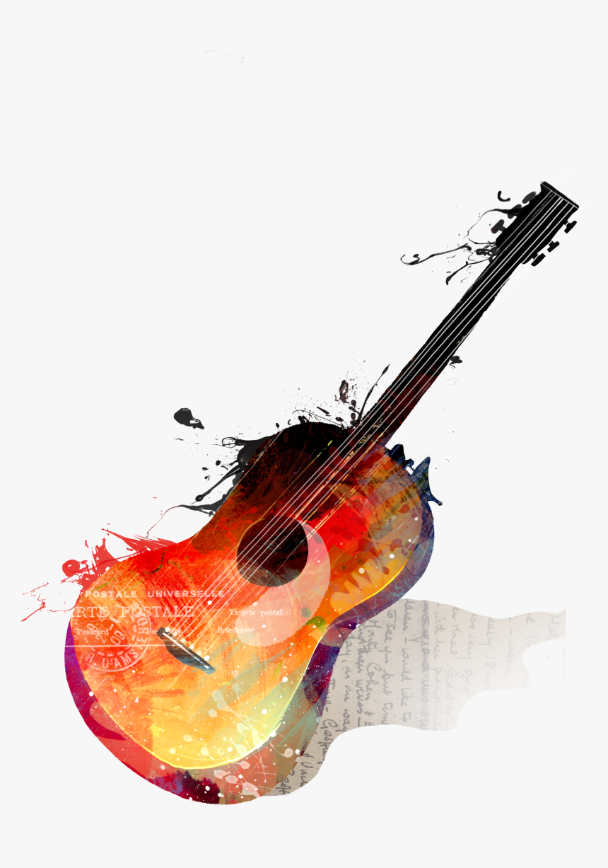 Guitar Musical Watercolor Instrument Painting Drawing - Musical Instruments Png, Transparent Png, Free Download