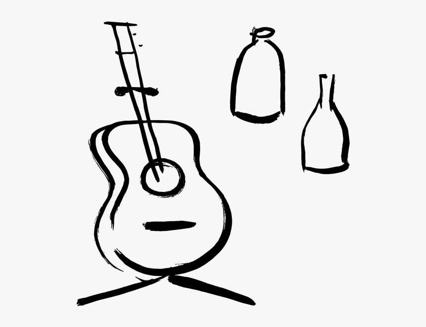 Pan Graphic Pan Music Guitar Bottles - Line Art, HD Png Download, Free Download