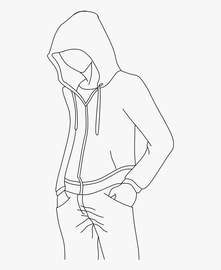 Outline For Hoodie Designs Drawing Base, Manga Drawing, - Anime Drawing Outline, HD Png Download, Free Download
