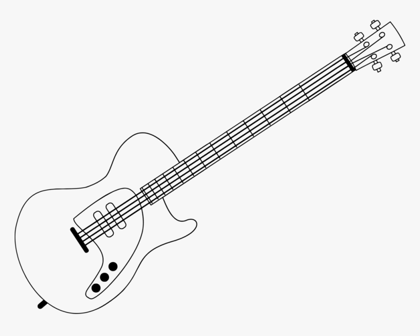 Bass Guitar Acoustic-electric Guitar Music - Bass Guitar Black And White Clipart, HD Png Download, Free Download